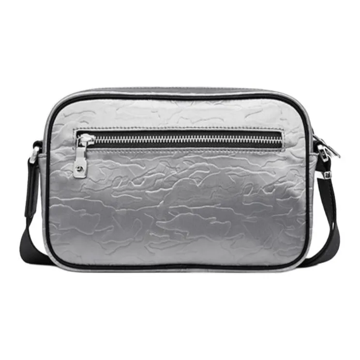 GOLDLION Fabric Cow Leather Patchwork Crossbody Bag Shoulder Bag Medium Size Men's Black/Gray-9