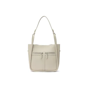 ROBERTA DI CAMERINO Cow Leather Shoulder Bag, Vintage Tote, Tote Bag, Crossbody Bag Women's Sky Blue/Dove Gray/Ecru