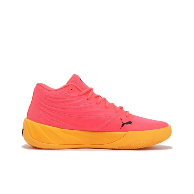 PUMA Cushioning Breathable Mid Top Basketball Shoes Unisex Red, Black, Yellow-1