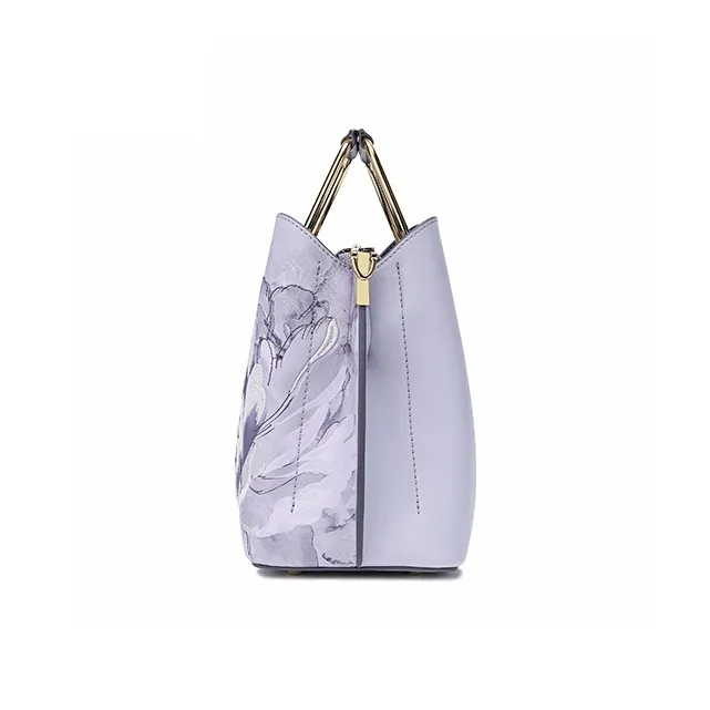 Ancient Yi Xi Cow Leather Cheongsam Hanfu Shoulder Bag, Crossbody Bag, Elegant Mom Bag Women's Hyacinth Purple-2