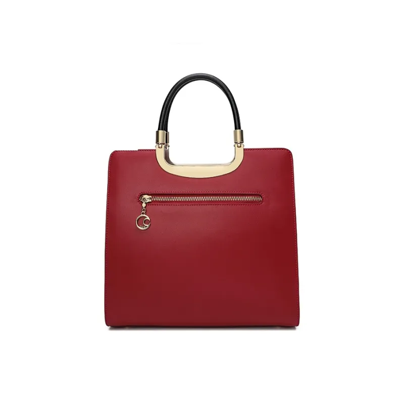 Ancient Yi Xi Cow Leather Handbag, One Shoulder Mom Bag, Crossbody Bag Tubas Women's Red Door Opening-2