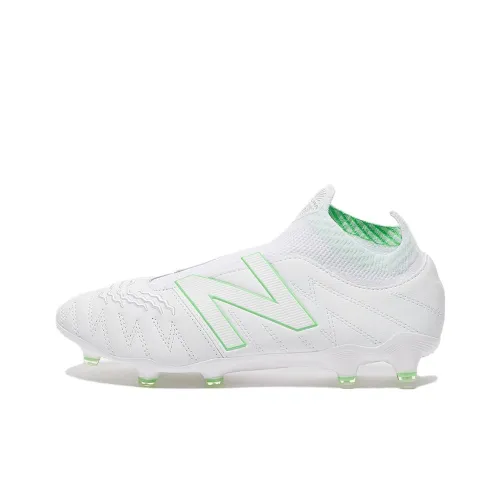 New Balance Tekela V3+ FG Rubber Long Studs Natural Ground Cushioned Slip Resistant Soccer Shoes Men's White Green
