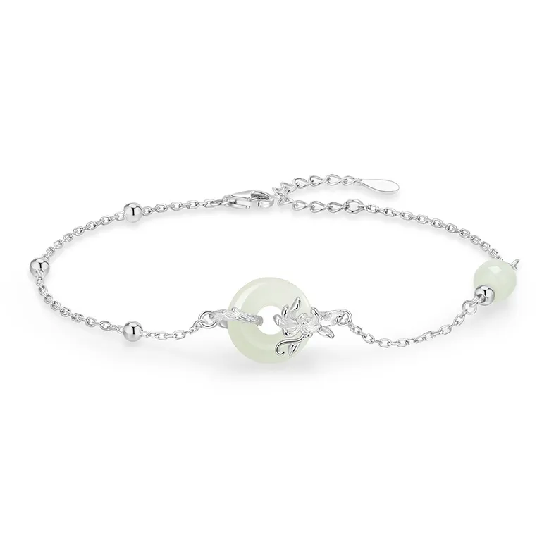 ZSY Bracelets Pale Greenish White Jade Women's-40