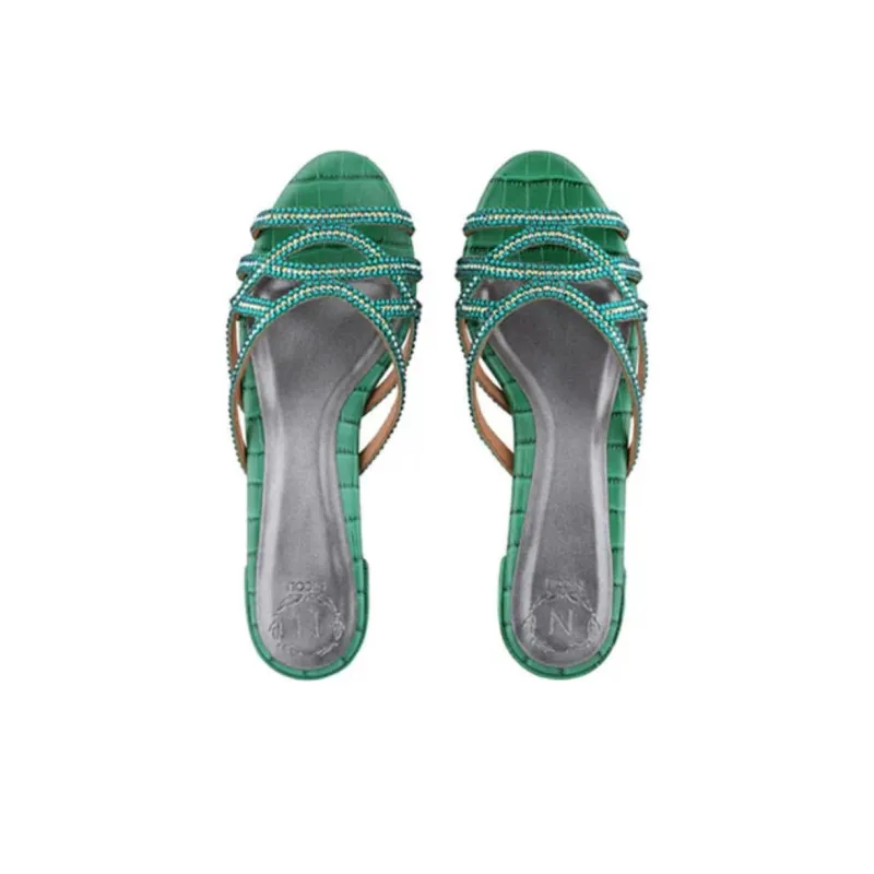 NICOLI Slide Slippers 4cm Women's Green-4