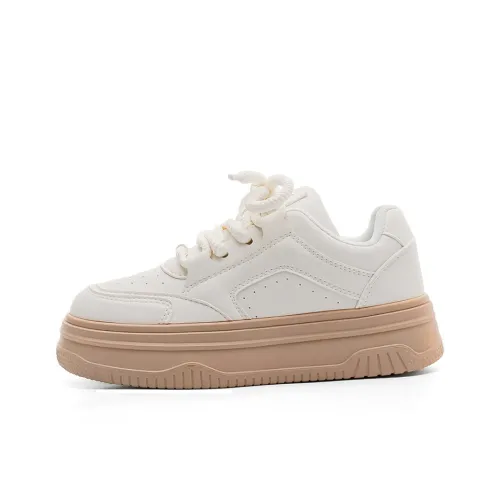 Warrior Warrior Height Enhancing Wear Resistant Lightweight Low Top Skateboard Shoes Women's White Beige