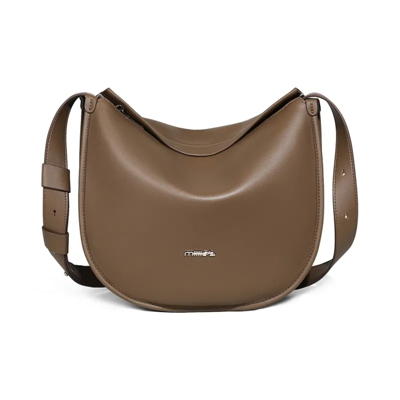 MILLIE'S Synthetic Leather Underarm Tote Saddle Bag Shoulder Bag Women's White/Khaki-9