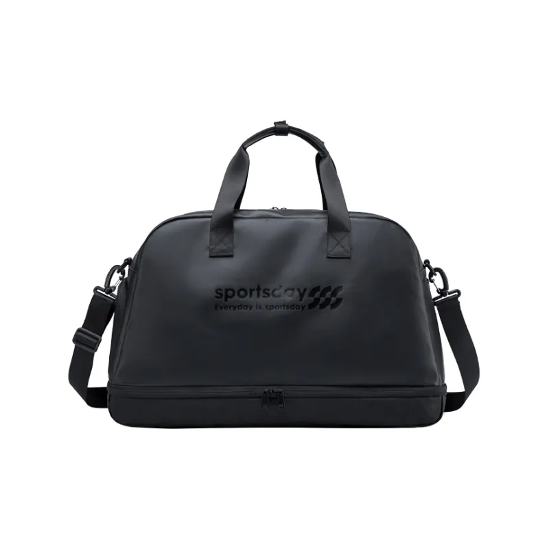 HLA Polyester One Shoulder Handbag, Travel Bag, Gym Bag Large Size Unisex Black-0