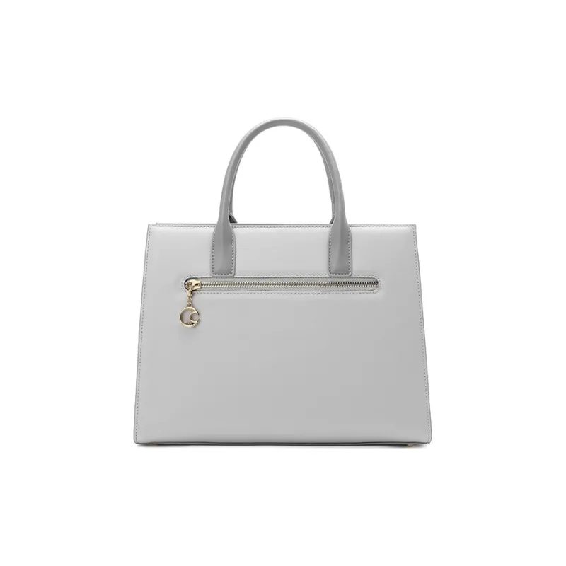 Ancient Yi Xi Cow Leather Premium Commuter Crossbody Bag, One Shoulder Handbag Women's Frost Snow Gray-2
