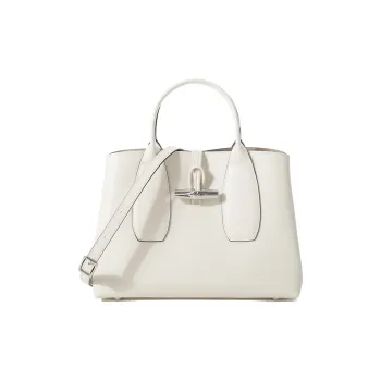 LONGCHAMP Cow Leather Handbag Shoulder Bag Big Bag Women's Ivory White