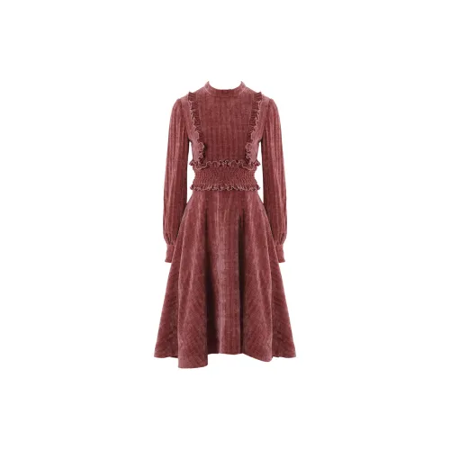 DPLAY Long-Sleeved Dresses Women's Brick Red