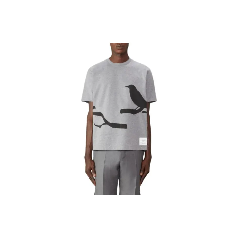 THOM BROWNE Raven print Cotton T shirt-1