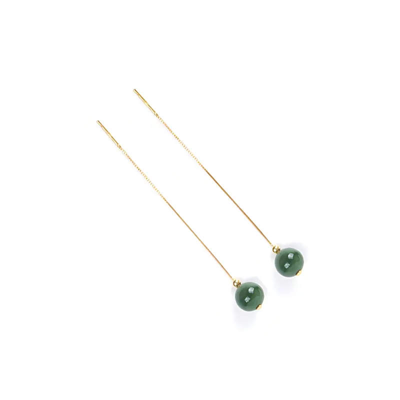 Fan Lan Hetian Jade Earrings Women's Jasper-0