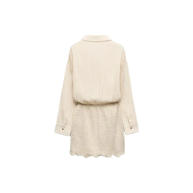ZARA Long-Sleeved Dresses Women's Light Beige-1