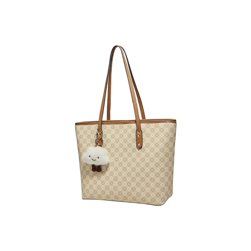 Marino Orlandi Synthetic Leather Handbag, Shoulder Bag Commute Students Cute Pendant Tote Large Size Women's Khaki-2