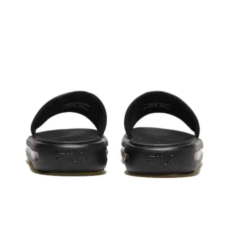 FILA Rubber Sole Slip Resistant Slide Slippers Unisex Black Korean Style-3