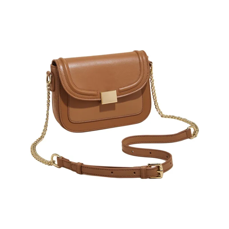 Marino Orlandi Cow Split Leather Small Square Bag Crossbody Bag Shoulder Bag Women's White/Brown-5