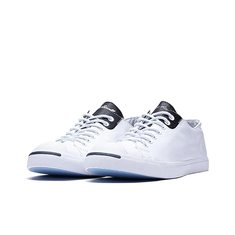 Converse Jack Purcell Anti Slip Wear Resistant Low Top Canvas Shoes Unisex White Black-2