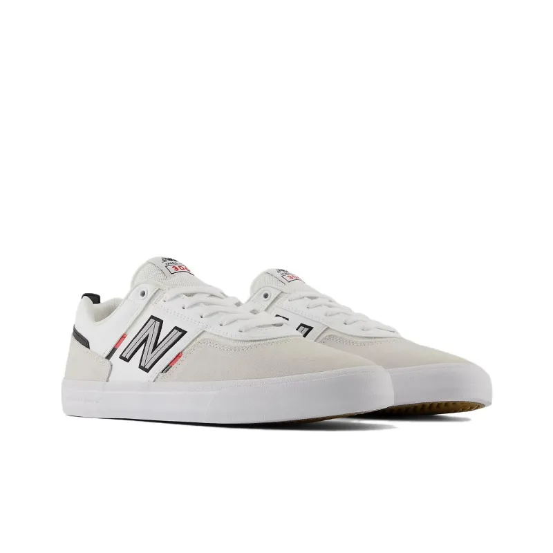 New Balance Anti Slip Wear Resistant Low Top Skateboard Shoes Unisex White Red-2