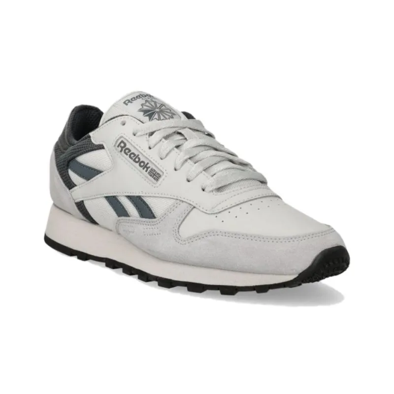 Reebok Classic Leather Cushioned Slip-Resistant Low-Top Running Shoes Unisex Gray Blue-2