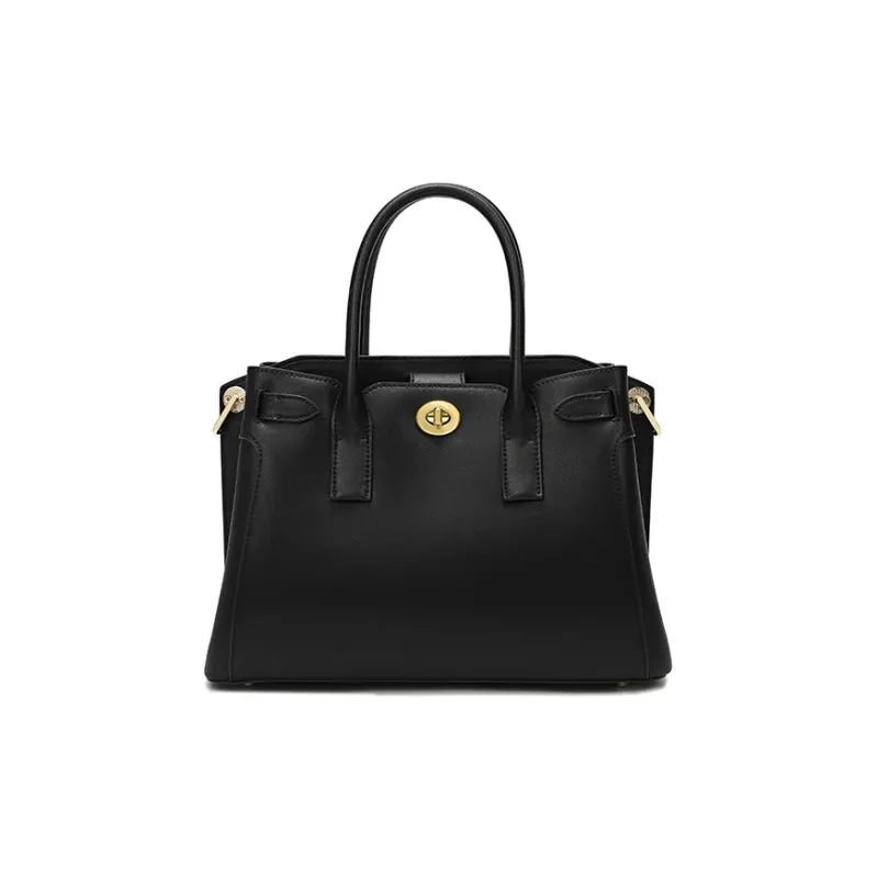 Ancient Yi Xi Cow Leather One Shoulder Handbag Women's Black-2