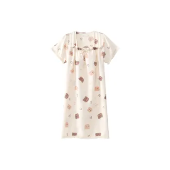 CAIHENGTONG Nightgown Women's Cream Apricot