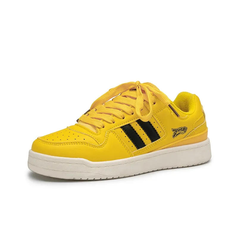 Little Red Man Skateboard Shoes Unisex Low Top Yellow/White Blue-1