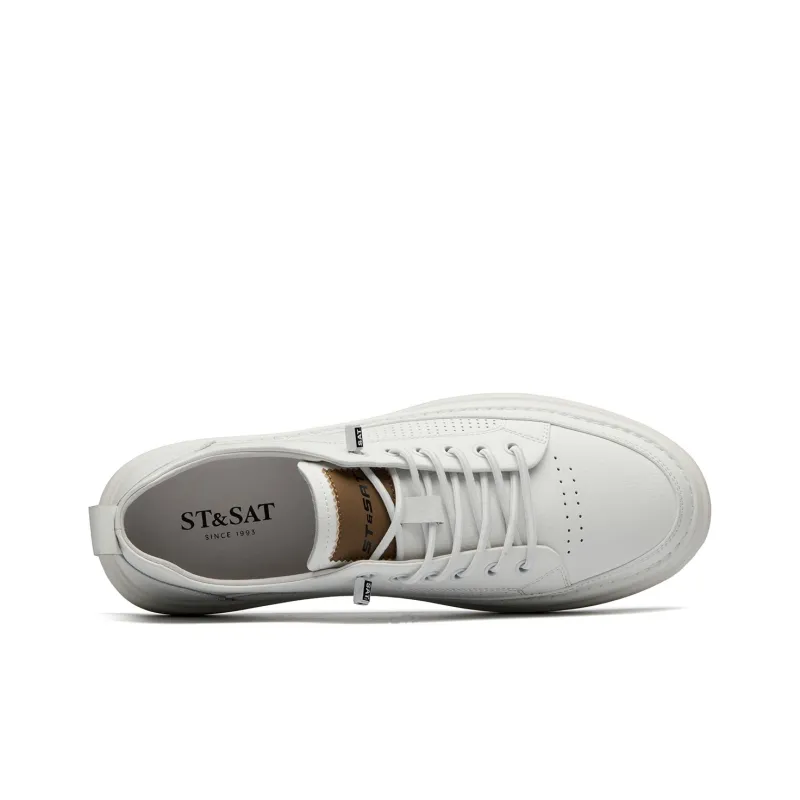 ST&SAT Small White Shoes Stylish Skateboarding Shoes Men's White-8