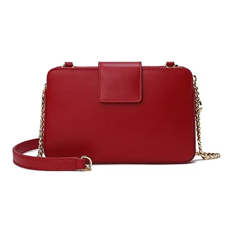 Ancient Yi Xi Cow Leather Cheongsam Crossbody Bag Women's Rogue Red-2