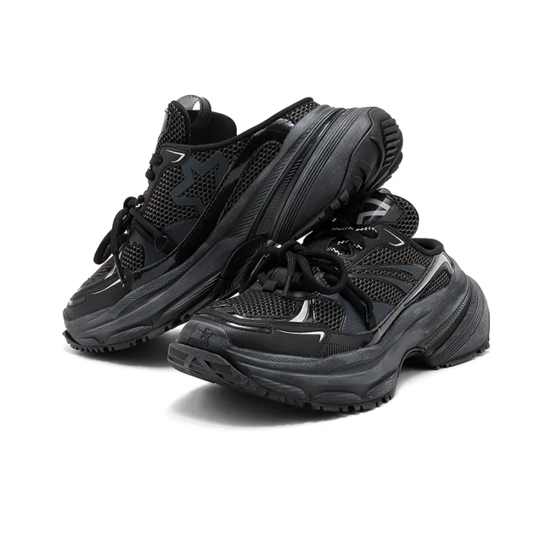 STARTER Chunky Open Heel Slippers Low Top Chunky Sneakers Women's Black-3
