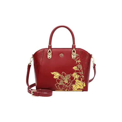 Ancient Yi Xi Cow Leather Cheongsam Mom Bag Shoulder Bag, Crossbody Bag, Handbag Women's Rouge Red
