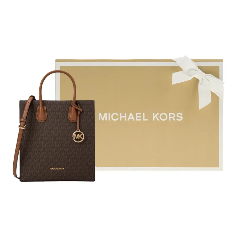 MICHAEL KORS Mercer Leather Tote Bag Shopping Bag Handbag Shoulder Bags Medium Size Women's Dark Brown-4