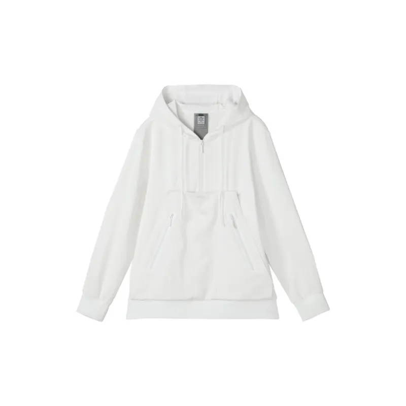 NORVINCY Off The Shoulder Zip Closure Semi Open Front Casual Sweatshirt Unisex-3