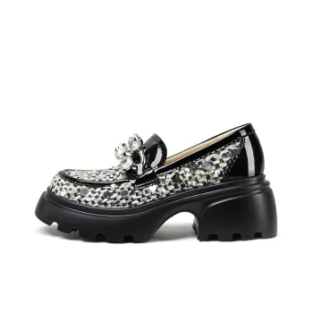 Lily Wei Loafers Women's Black And White Weaving