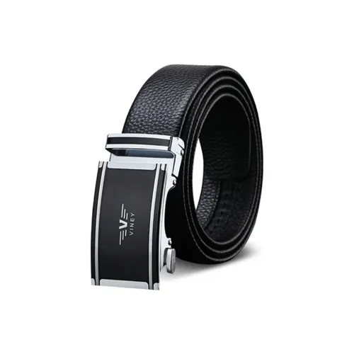 VINEY Leather Belts Men Black+Box