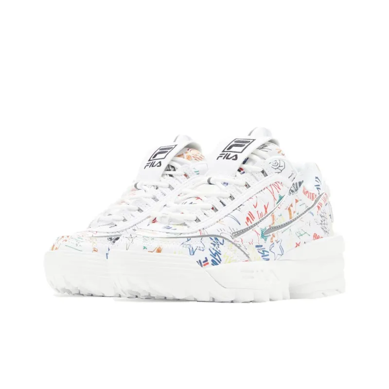 FILA Disruptor 2 Durable Breathable Low Top Casual Shoes Women's White-2