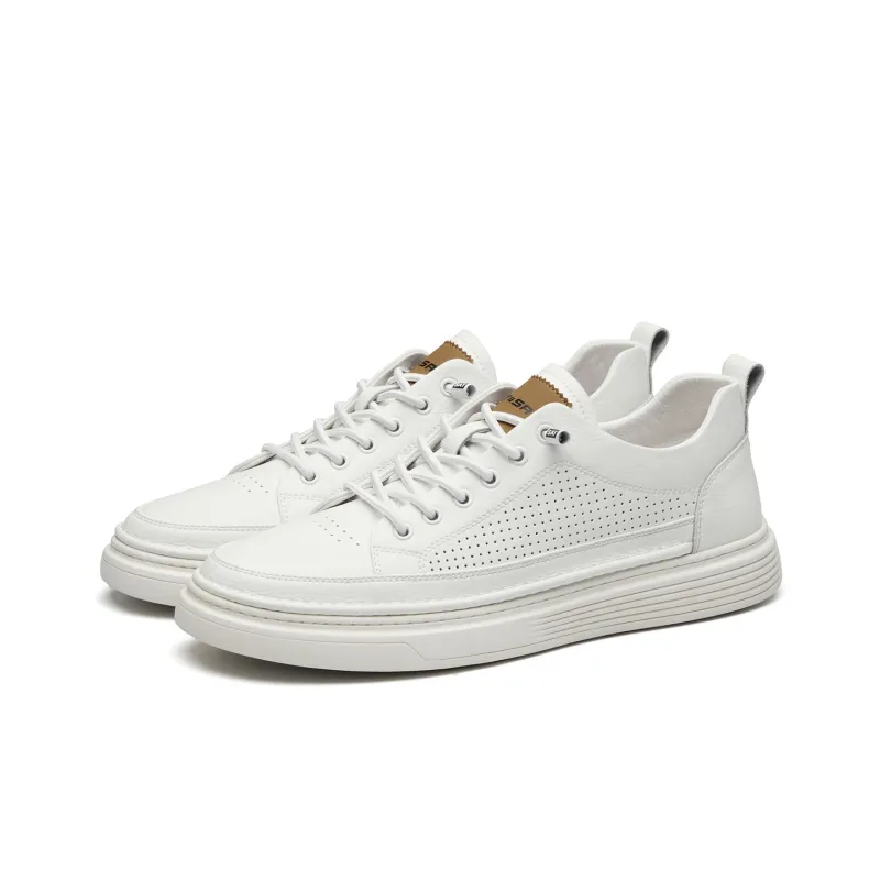 ST&SAT Small White Shoes Stylish Skateboarding Shoes Men's White-6