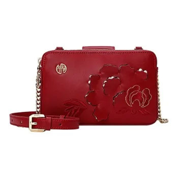 Ancient Yi Xi Cow Leather Cheongsam Crossbody Bag Women's Rogue Red