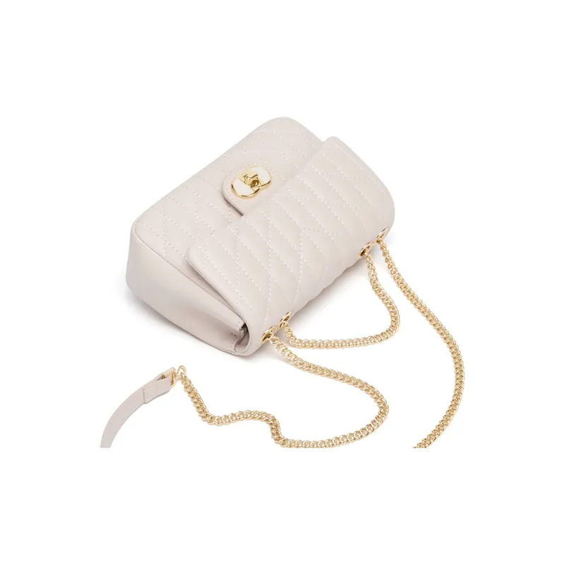 CNOLES Microfiber Synthetic Leather Crossbody Bag, Shoulder Bag Regular Women's Diamond Pattern Milk White-2