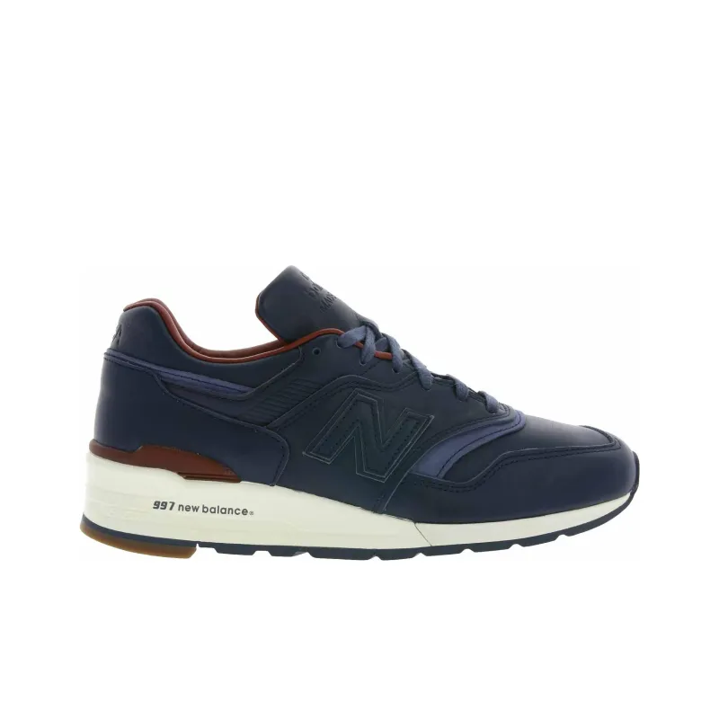 Horween Leather x New Balance NB 997 Cushioning Wear-Resistant Low-Top Running Shoes Unisex Blue-1