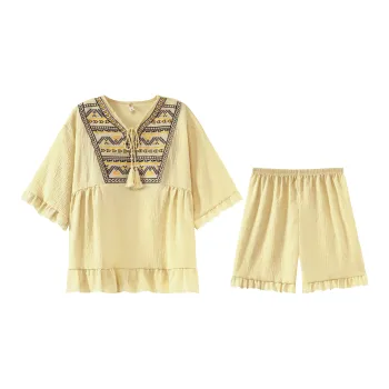 CAIHENGTONG Pajama Set Women's Yellow
