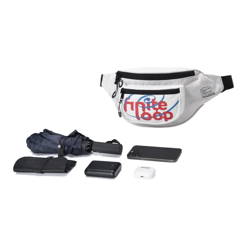 FINITE LOOP Recycled Material Sling Bag, Fanny Pack, Shoulder Bag Regular Unisex White-4