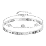 Roman Number Bangles+Waistline Bracelets (Silver)