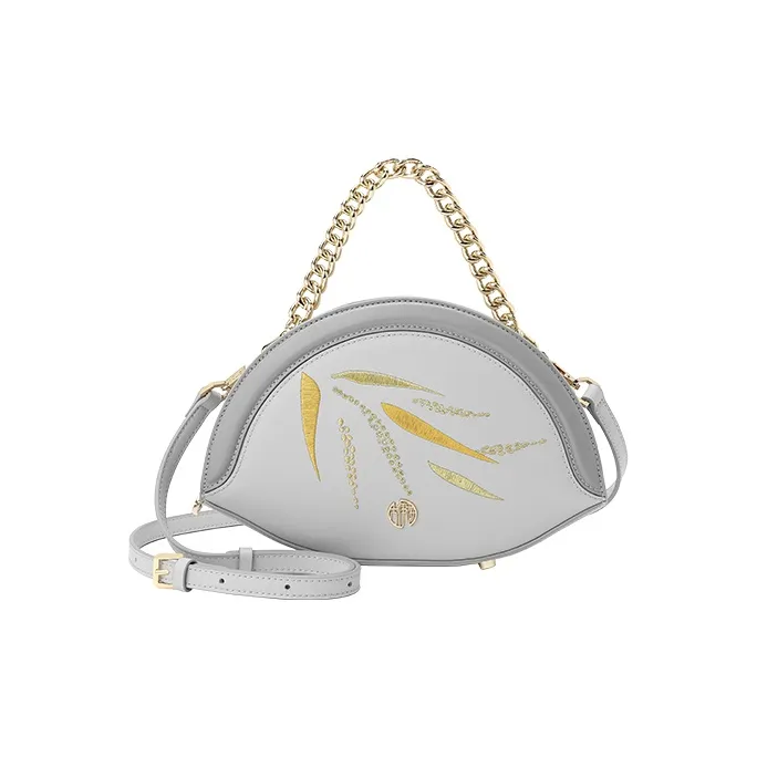 Ancient Yi Xi Cow Leather Handbag Shoulder Bag Crossbody Bag Small Size Women's Frost Snow Gray-0