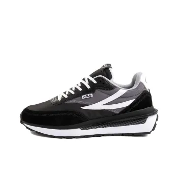 FILA Renno Shock Absorbers With Slip Resistant Features Low Top Running Shoes Women's Black White Korean Style