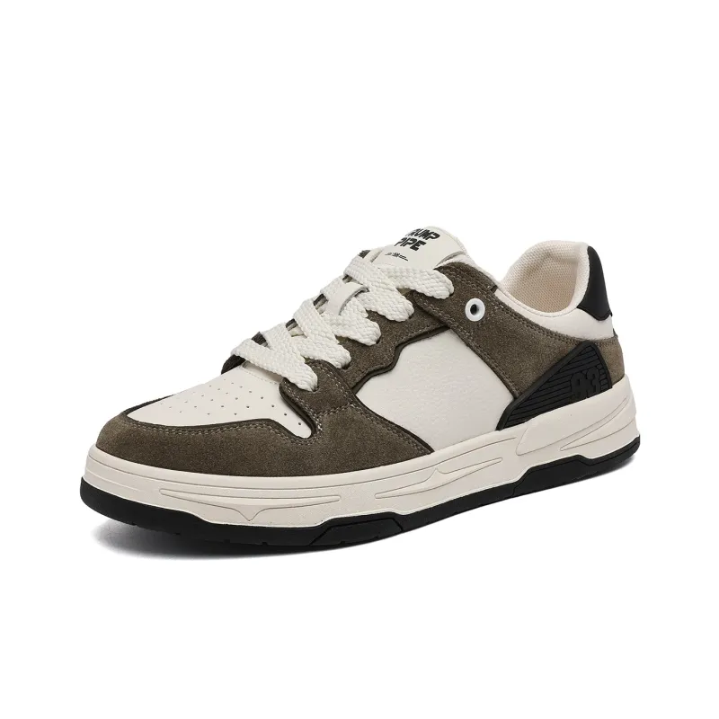 TRUMPPIPE Wear Resistant Height Increasing Low Top Skateboard Shoes Men's White Black-6