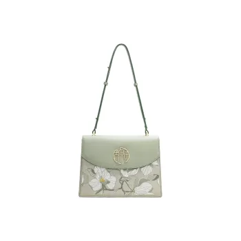 Ancient Yi Xi Cow Leather Cheongsam Hanfu Shoulder Bag Women's Willow Bud Green