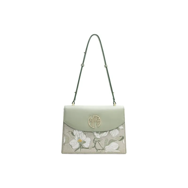 Ancient Yi Xi Cow Leather Cheongsam Hanfu Shoulder Bag Women's Willow Bud Green-0