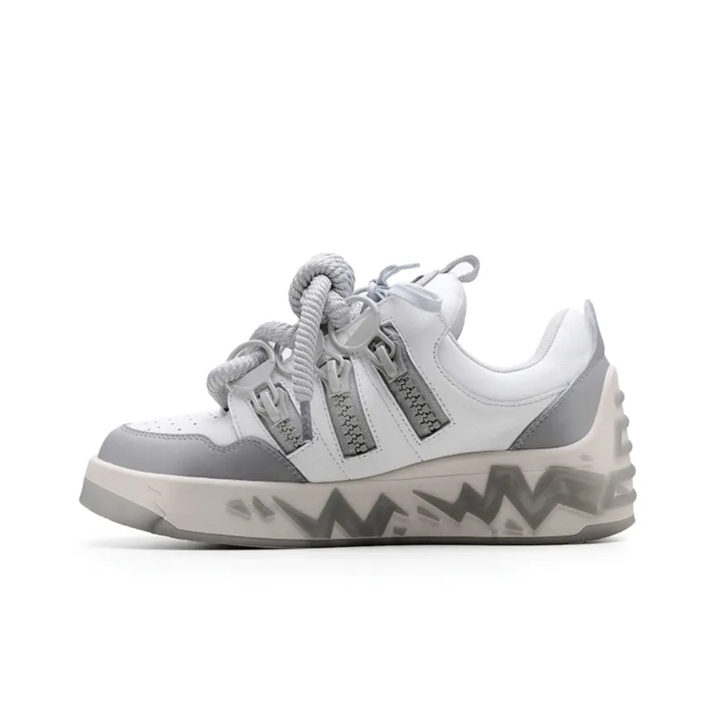 LILRNAR Height Increasing Low Top Skateboard Shoes Unisex Light Gray-1