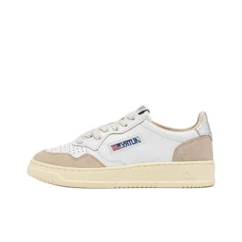 AUTRY Medalist Leather Low White Silver Beige Women's