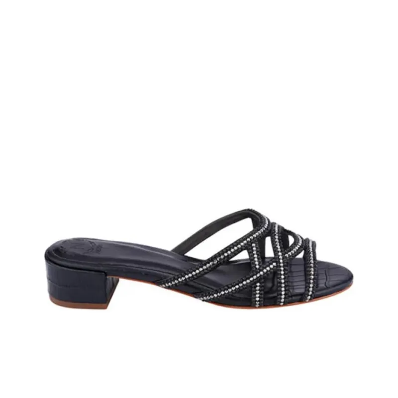 NICOLI Slide Slippers 4cm Women's Black-1